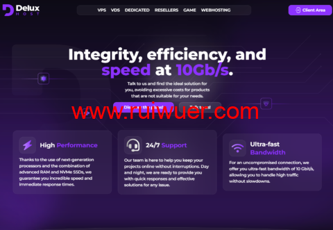 DeluxHost： 荷兰 VPS，AMD EPYC 7551P @1核/1GB/20GBNVMe/不限流量/1Gbps-10Gbps带宽，€9/年起-瑞吾尔