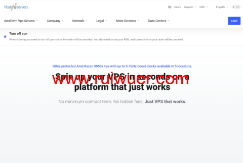 madcityservers：vps促销，AMD Ryzen@1核/1GB/100GB NVMe/10Gbps不限流量，$3.5/月，洛杉矶/纽约/迈阿密/盐湖城机房-瑞吾尔